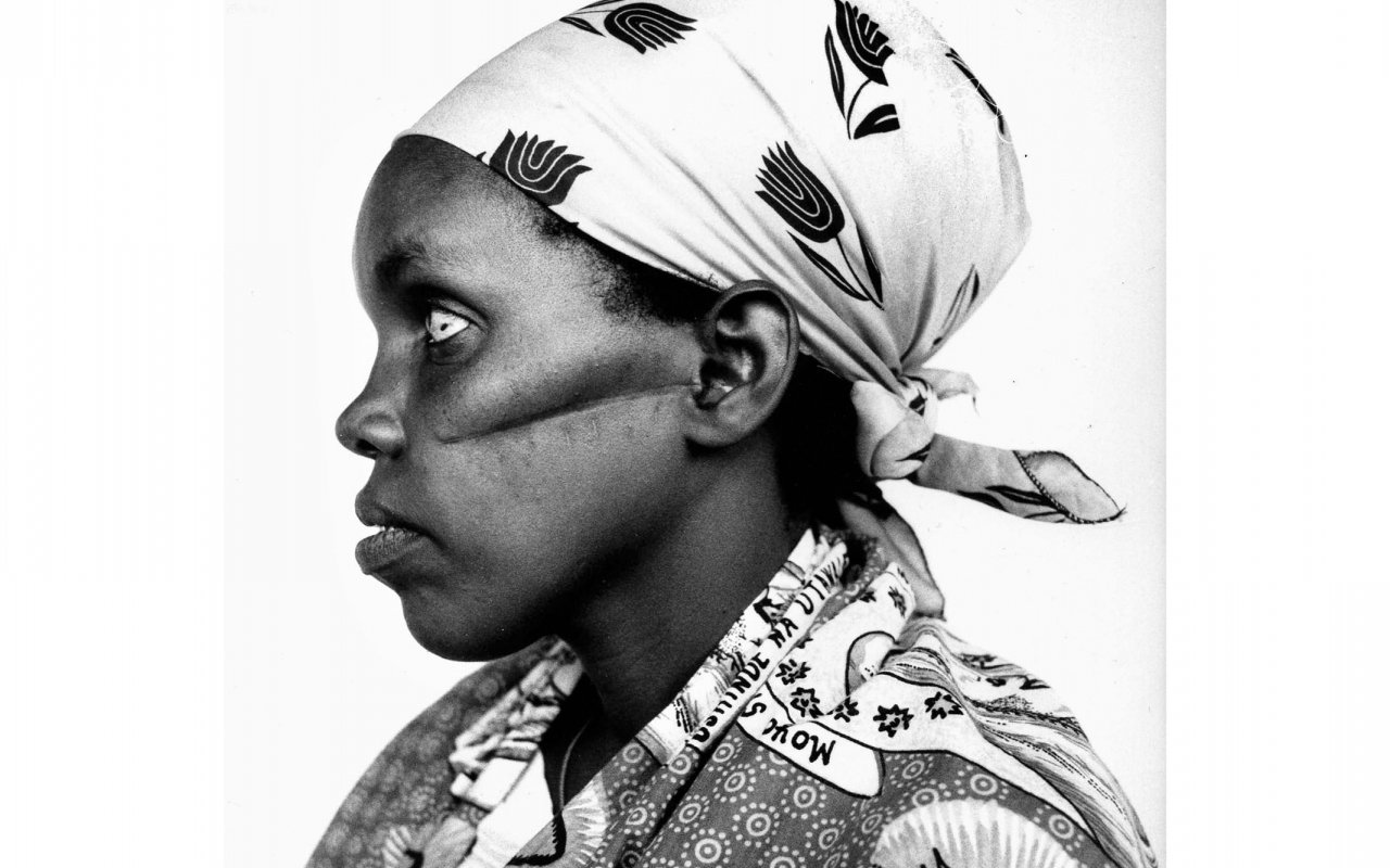 Photo of Spéciose Mukakibibi in 1995; attacked with machetes